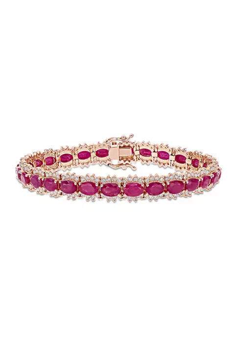 Discount 👍 16.8 ct. t.w. Ruby and 2.25 ct. t.w. Diamond Tennis Bracelet in 14k Rose Gold by Belk & Co. 🎉 4 Discount 👍 16.8 ct. t.w. Ruby and 2.25 ct. t.w. Diamond Tennis Bracelet in 14k Rose Gold by Belk & Co. 🎉 - Image 4