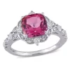 Deals 😀 3 ct. t.g.w. Pink Topaz, White Topaz and Diamond Accent Vintage Inspired Halo Ring in 10K White Gold by Belk & Co. ✔️