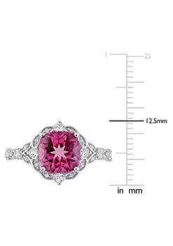 Deals 😀 3 ct. t.g.w. Pink Topaz, White Topaz and Diamond Accent Vintage Inspired Halo Ring in 10K White Gold by Belk & Co. ✔️ -DealsBelk & Co. Store Belk 17505
