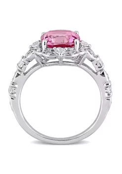 Deals 😀 3 ct. t.g.w. Pink Topaz, White Topaz and Diamond Accent Vintage Inspired Halo Ring in 10K White Gold by Belk & Co. ✔️ -DealsBelk & Co. Store Belk 17506