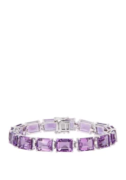 Buy 🔔 45 ct. t.w. Emerald-Cut Amethyst Tennis Bracelet in Sterling Silver by Belk & Co. ⌛