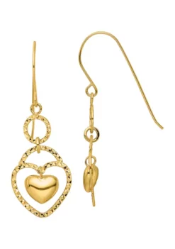Deals ⌛ 14K Yellow Gold Diamond-Cut Open Heart Charm Earrings by Belk & Co. 👍
