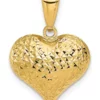 Top 10 👏 14K Yellow Gold Polished and Textured 3-D Heart Pendant by Belk & Co. ⭐