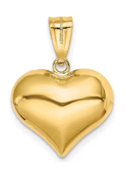 Top 10 👏 14K Yellow Gold Polished and Textured 3-D Heart Pendant by Belk & Co. ⭐ -DealsBelk & Co. Store Belk 17533