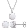 Best Sale 🥰 2 2/5 CT TGW Opal Solitaire Stud Earring and Pendant with chain Set in Sterling Silver by Belk & Co. 👍