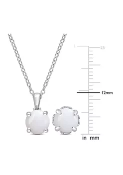Best Sale 🥰 2 2/5 CT TGW Opal Solitaire Stud Earring and Pendant with chain Set in Sterling Silver by Belk & Co. 👍 -DealsBelk & Co. Store Belk 17539