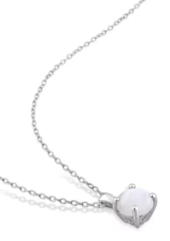 Best Sale 🥰 2 2/5 CT TGW Opal Solitaire Stud Earring and Pendant with chain Set in Sterling Silver by Belk & Co. 👍 -DealsBelk & Co. Store Belk 17540