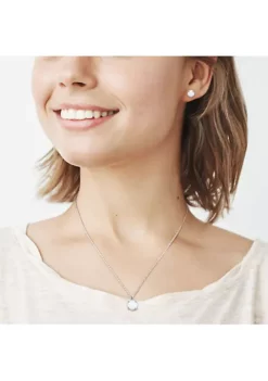 Best Sale 🥰 2 2/5 CT TGW Opal Solitaire Stud Earring and Pendant with chain Set in Sterling Silver by Belk & Co. 👍 -DealsBelk & Co. Store Belk 17542