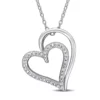 Best Pirce 🛒 1/10 ct. t.w. Diamond Tilted Heart Pendant with Chain in Sterling Silver by Belk & Co. ✔️