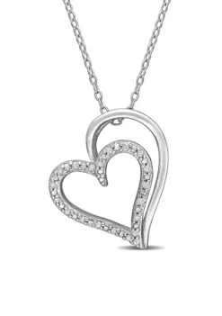 Best Pirce 🛒 1/10 ct. t.w. Diamond Tilted Heart Pendant with Chain in Sterling Silver by Belk & Co. ✔️ -DealsBelk & Co. Store Belk 17585