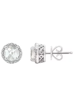 Brand new 👏 Sterling Silver 6mm Round White Topaz Diamond Accent Halo Stud Earrings by Belk & Co. ✔️