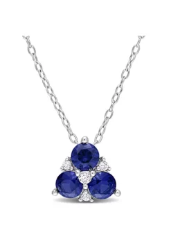 Wholesale ๐ฅ 1.46 ct. t.g.w. Created Blue and Created White Sapphire 3-Stone Pendant with Chain in Sterling Silver by Belk & Co. ๐