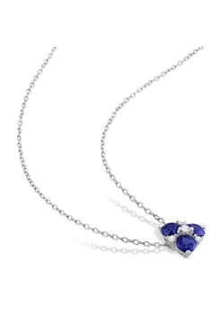 Wholesale 🔥 1.46 ct. t.g.w. Created Blue and Created White Sapphire 3-Stone Pendant with Chain in Sterling Silver by Belk & Co. 🎉 -DealsBelk & Co. Store Belk 17593