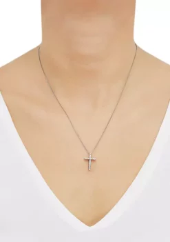 Promo 🎁 1/4 ct. t.w. Diamond Cross Pendant Necklace in 10k White Gold by Belk & Co. ✨ -DealsBelk & Co. Store Belk 1760