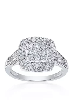 Hot Sale ๐ 0.60 ct. t.w. Diamond Square Cluster Ring in 14K White Gold by Belk & Co. โ๏ธ