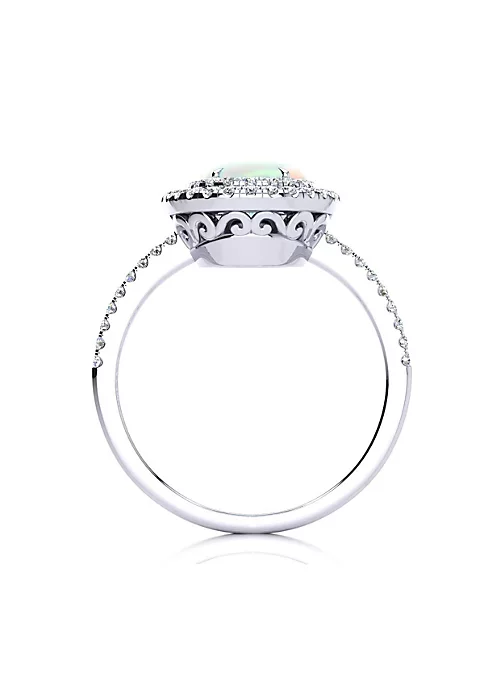 Buy ๐ Lab Created 1 1/2cttw Oval Shape Created Opal and Double Halo Diamond Ring In Sterling Silver by Belk & Co. ๐ 3 Buy ๐ Lab Created 1 1/2cttw Oval Shape Created Opal and Double Halo Diamond Ring In Sterling Silver by Belk & Co. ๐ - Image 3
