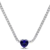 Buy 😉 Lab Created 18 ct. t.g.w. Heart Shaped Created Sapphire and Created White Sapphire Tennis Necklace in Sterling Silver by Belk & Co. 🔥