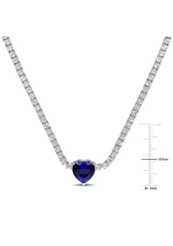Buy 😉 Lab Created 18 ct. t.g.w. Heart Shaped Created Sapphire and Created White Sapphire Tennis Necklace in Sterling Silver by Belk & Co. 🔥 -DealsBelk & Co. Store Belk 17631
