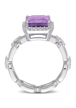 Discount ✨ 3 1/2 CT TGW Amethyst and White Topaz Halo Ring in Sterling Silver by Belk & Co. 😍 -DealsBelk & Co. Store Belk 17640