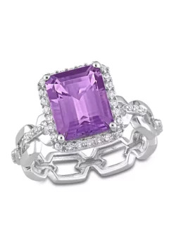 Discount ✨ 3 1/2 CT TGW Amethyst and White Topaz Halo Ring in Sterling Silver by Belk & Co. 😍 -DealsBelk & Co. Store Belk 17641