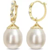 Best reviews of 🎉 9-9.5mm South Sea Cultured Freshwater Pearl and Diamond Accent Drop Earrings in 14k Yellow Gold by Belk & Co. 👏