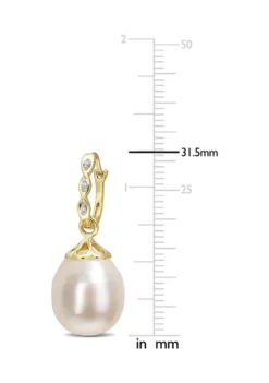 Best reviews of 🎉 9-9.5mm South Sea Cultured Freshwater Pearl and Diamond Accent Drop Earrings in 14k Yellow Gold by Belk & Co. 👏 -DealsBelk & Co. Store Belk 17649