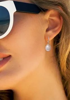 Best reviews of 🎉 9-9.5mm South Sea Cultured Freshwater Pearl and Diamond Accent Drop Earrings in 14k Yellow Gold by Belk & Co. 👏 -DealsBelk & Co. Store Belk 17650