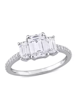 Best deal 💯 1.75 ct. t.w. Created Moissanite Octagon 3-Stone Engagement Ring in 10k White Gold by Belk & Co. 🥰
