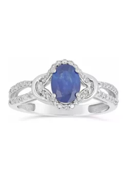 Best Sale 😉 1 ct. t.w. Sapphire and 1/5 ct. t.w. Diamond Ring in 10K White Gold by Belk & Co. 👏