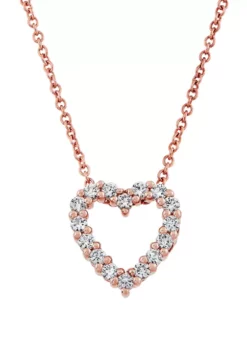 Buy โค๏ธ 1/2 ct. t.w. Lab Created White Sapphires Heart Pendant Necklace in 10k Rose Gold by Belk & Co. ๐คฉ