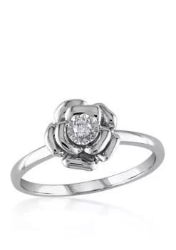 Best deal 🧨 Diamond Flower Ring in Sterling Silver by Belk & Co. ✨