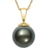 Best deal 🌟 9-10 Millimeter Genuine Tahitian Black Pearl Pendant Chain in 14K Yellow Gold by Belk & Co. ❤️