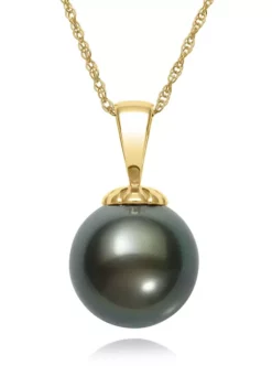 Best deal 🌟 9-10 Millimeter Genuine Tahitian Black Pearl Pendant Chain in 14K Yellow Gold by Belk & Co. ❤️ -DealsBelk & Co. Store Belk 17728