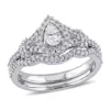 Top 10 🥰 3/4 CT TW Pear and Round Shape Diamond Halo Split Shank Bridal Set in 14k White Gold by Belk & Co. 👏