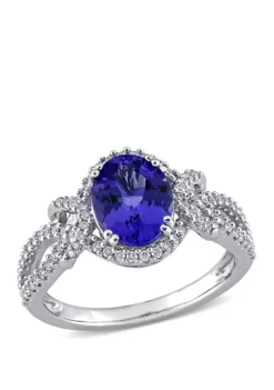 Wholesale 👍 1.8 ct. t.w. Tanzanite and 1/3 ct. t.w. Diamond Oval Halo Ring in 14k White Gold by Belk & Co. ❤️