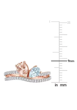 Best reviews of 👍 Pear Shape Morganite and Aquamarine and 1/4 CT Diamond 2-Stone Open Ring in 10k Rose Gold by Belk & Co. 🔥 -DealsBelk & Co. Store Belk 17764