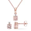Deals 😍 Morganite and Diamond Accent 2 piece Stud Earring and Solitaire Pendant Set in 10k Rose Gold by Belk & Co. 🧨
