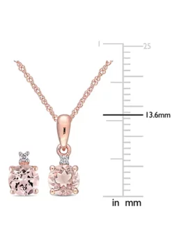 Deals 😍 Morganite and Diamond Accent 2 piece Stud Earring and Solitaire Pendant Set in 10k Rose Gold by Belk & Co. 🧨 -DealsBelk & Co. Store Belk 17772