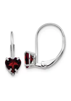 Outlet ๐ฏ 1.1 ct. t.w. Garnet 5mm Heart Leverback Earrings in 14K White Gold by Belk & Co. ๐