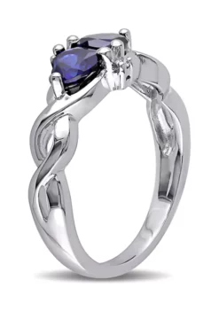 Buy 🌟 Lab Created Created Blue Sapphire and Diamond Double Heart Infinity Ring in Sterling Silver by Belk & Co. 🎁 -DealsBelk & Co. Store Belk 17796