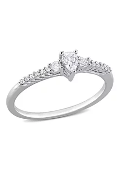 Discount 🤩 Lab Created Pear Shape Created White Sapphire and Diamond Accent Engagement Ring in Sterling Silver by Belk & Co. 🔔 -DealsBelk & Co. Store Belk 17804