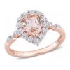 Discount 🌟 Morganite, White Topaz, and Diamond Accent Teardrop Halo Ring in 10k Rose Gold by Belk & Co. 👍