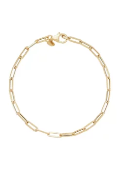 Best Pirce ⌛ 14K Yellow Gold .45mm Heavy Hollow Paperclip Chain Bracelet by Belk & Co. 👏