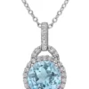 Brand new 👍 4 CT TGW White and Sky-Blue Topaz Pendant with Chain in Sterling Silver by Belk & Co. ⌛