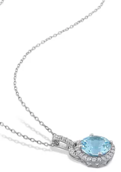 Brand new 👍 4 CT TGW White and Sky-Blue Topaz Pendant with Chain in Sterling Silver by Belk & Co. ⌛ -DealsBelk & Co. Store Belk 17856