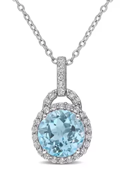Brand new 👍 4 CT TGW White and Sky-Blue Topaz Pendant with Chain in Sterling Silver by Belk & Co. ⌛ -DealsBelk & Co. Store Belk 17858