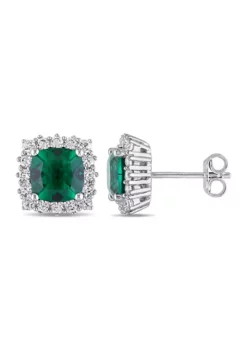 New ๐งจ Created Emerald and Created White Sapphire Stud Earrings in Sterling Silver by Belk & Co. ๐