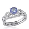 Budget 🔔 1/6 ct. t.w. Diamond and 1.0 ct. t.w. Tanzanite Bridal Set in 10k White Gold by Belk & Co. 🎁