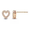 Best Pirce 🌟 1/10 ct. t.w. Diamond Heart Earrings in 10K Pink Gold by Belk & Co. 😀