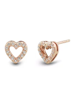 Best Pirce 🌟 1/10 ct. t.w. Diamond Heart Earrings in 10K Pink Gold by Belk & Co. 😀 -DealsBelk & Co. Store Belk 17912